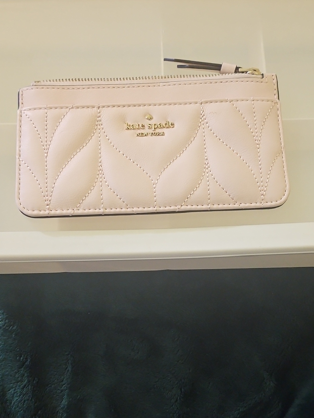 kate spade Quilted Leather Zip Wallet - Light Pink
